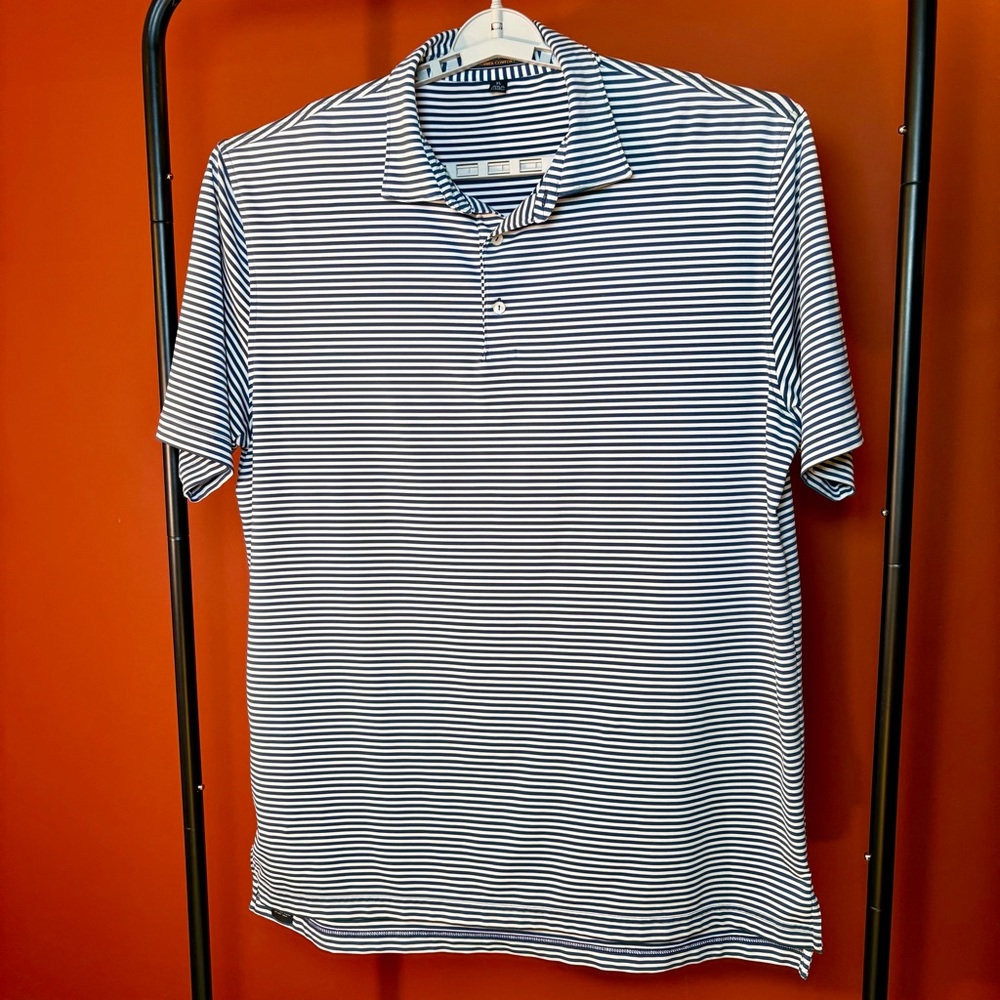 Peter Millar Navy and White Striped Polo